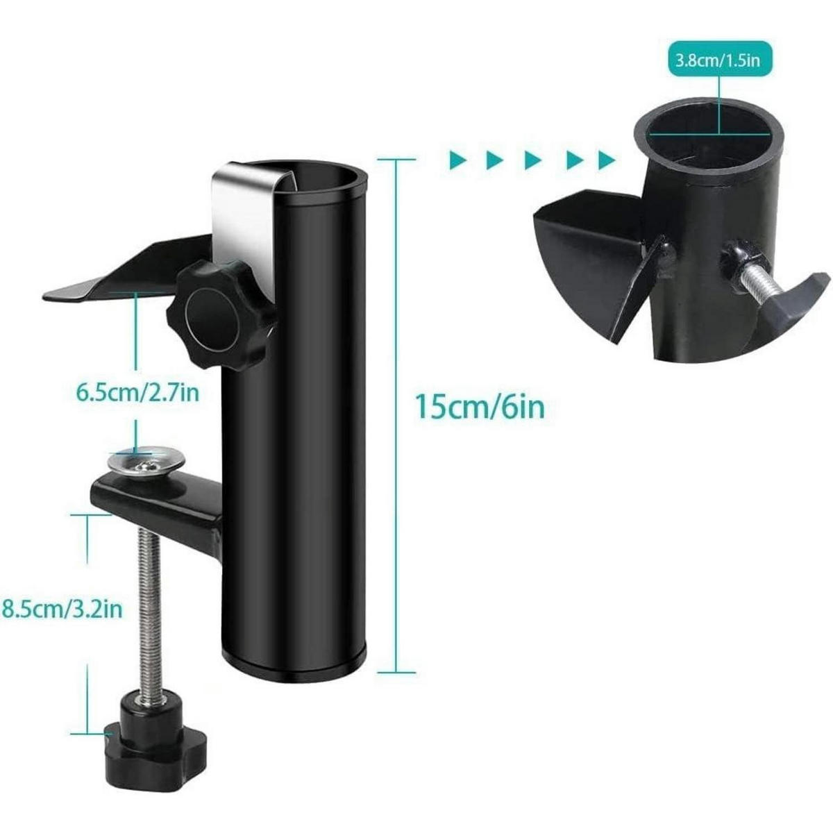 SONNENSCHIRMHALTER Balkon Metall 6 cm Klemmbereich - Türkis, Metall (9/10cm)