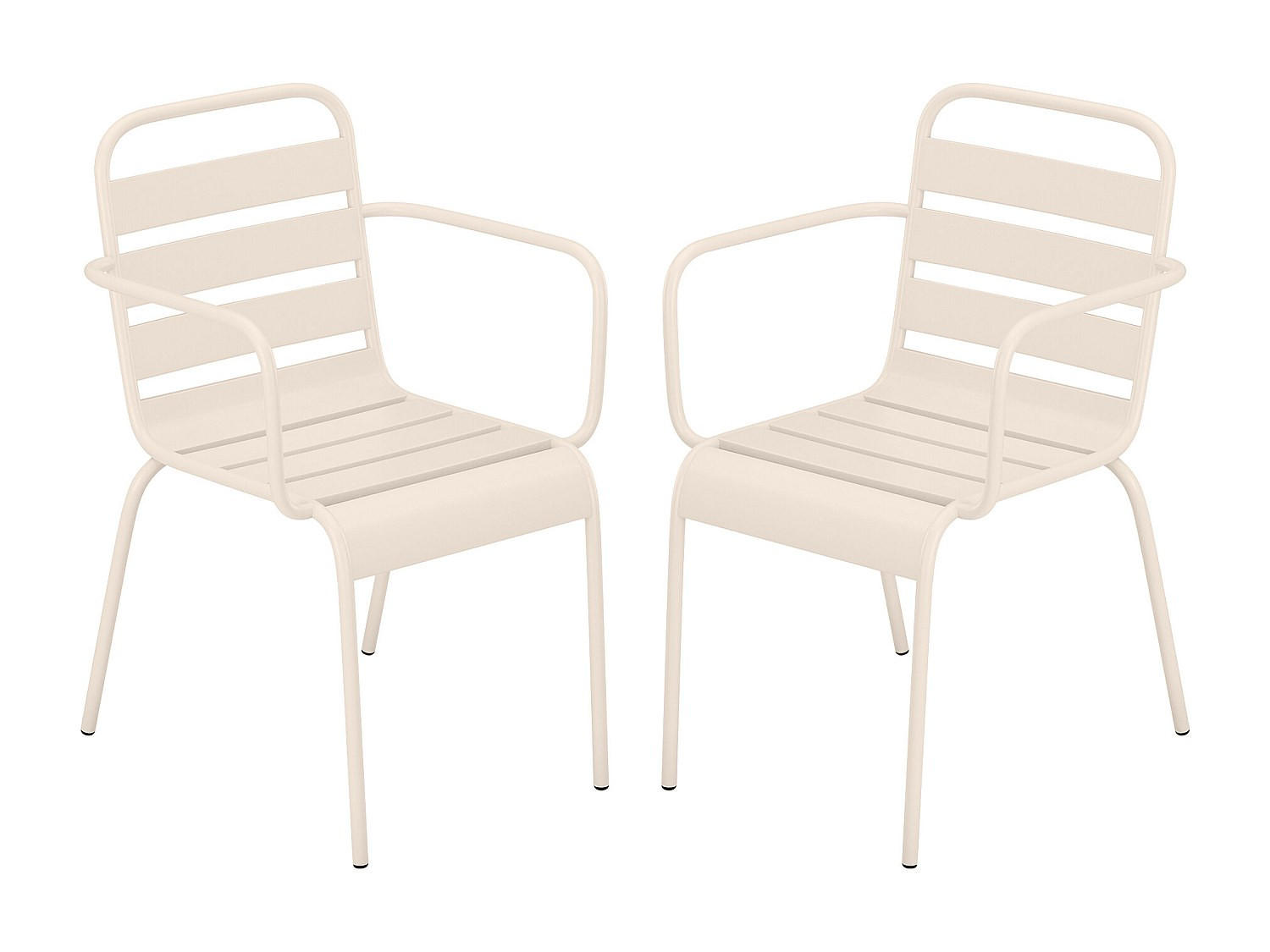 GARTENSTUHL 2 Stk. 56cm x 59cm - Stahl - beige - MIRMANDE - Beige, Metall (56/79/59cm) - Vente-Unique