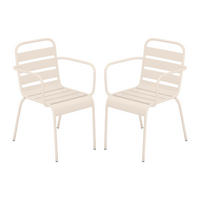 GARTENSTUHL 2 Stk. 56cm x 59cm - Stahl - beige - MIRMANDE - Beige, Metall (56/79/59cm) - Vente-Unique