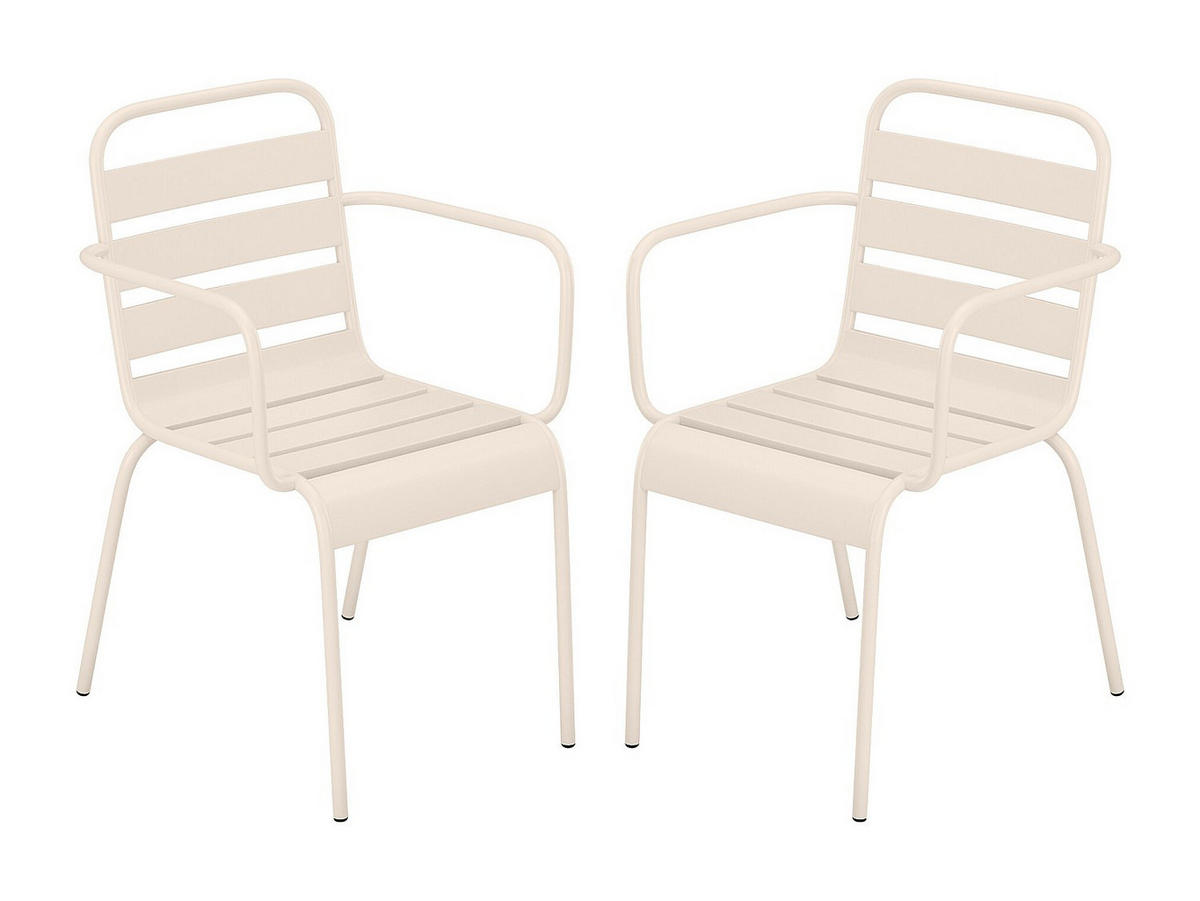 GARTENSTUHL 2 Stk. 56cm x 59cm - Stahl - beige - MIRMANDE - Beige, Metall (56/79/59cm) - Vente-Unique