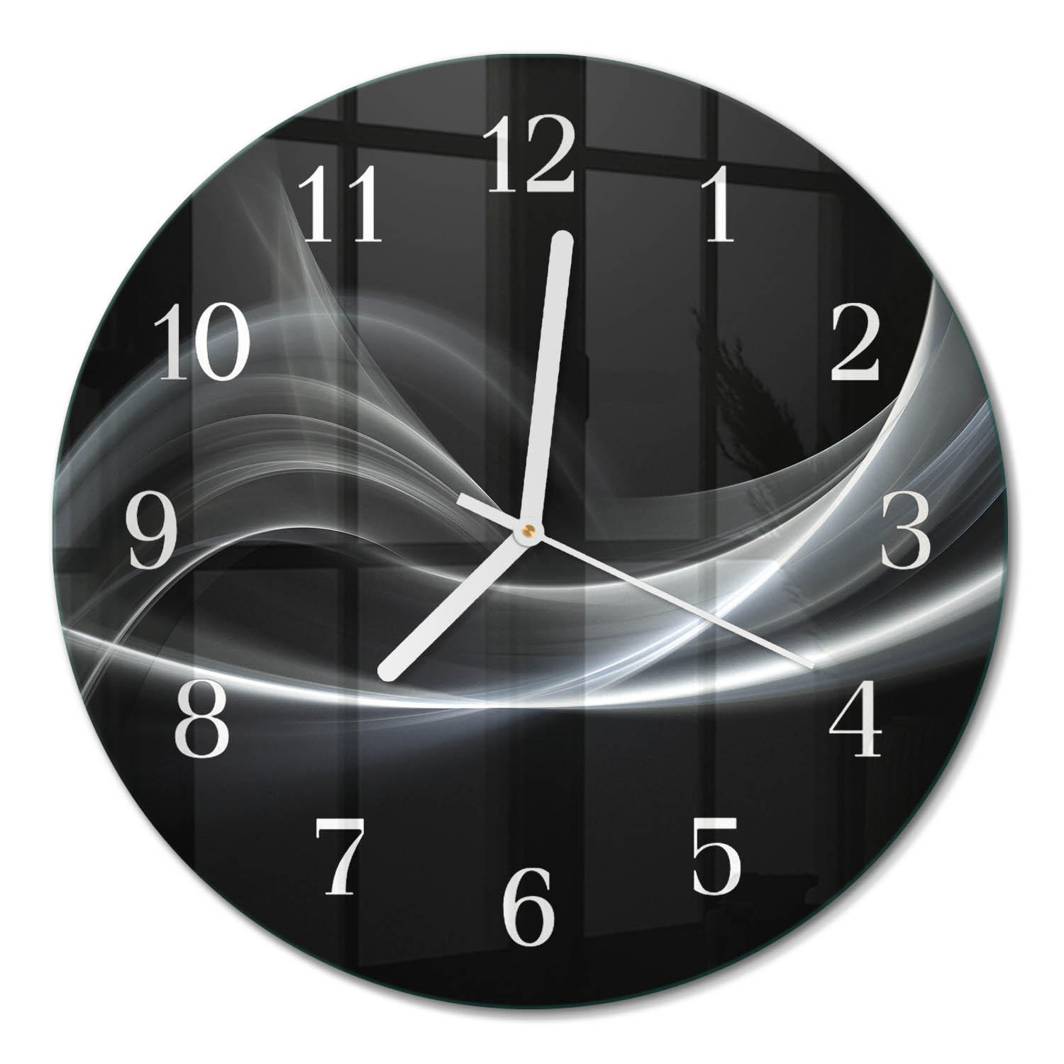 WANDUHR fi30 cm - Abstrakte Linien - Schwarz, Glas (30/30/0.4cm) - TULUP