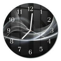 WANDUHR fi30 cm - Abstrakte Linien - Schwarz, Glas (30/30/0.4cm) - TULUP