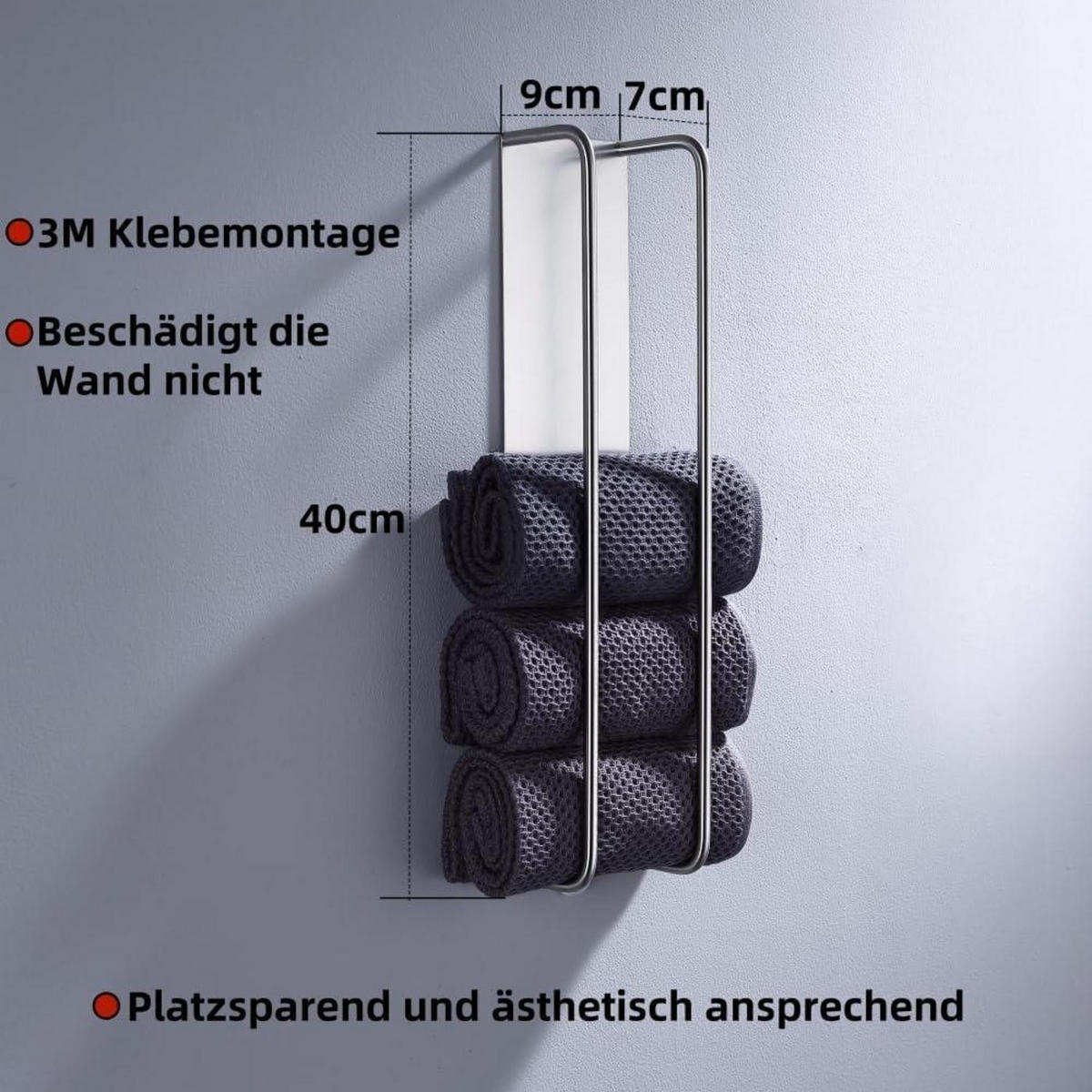 GÄSTEHANDTUCHHALTER Gebürstetes Nickel 40 cm - Multicolor, Metall (9/7/40cm)