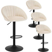 BARHOCKER 4er Set mit Rückenlehne, Samt, Beige - Beige/Schwarz, Textil/Metall (53/83/45cm) - Woltu