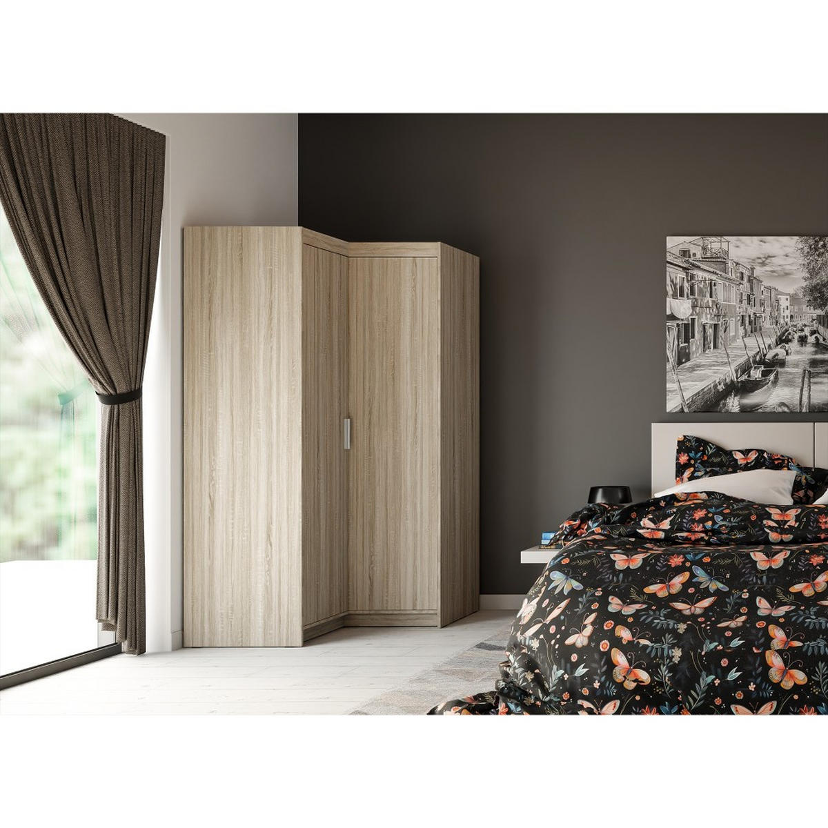 ECKSCHRANK Elena mit 2 Türen, 95x95 cm, Sonoma Eiche - Sonoma Eiche, Holzwerkstoff (95/190.5/95cm) - Beautysofa