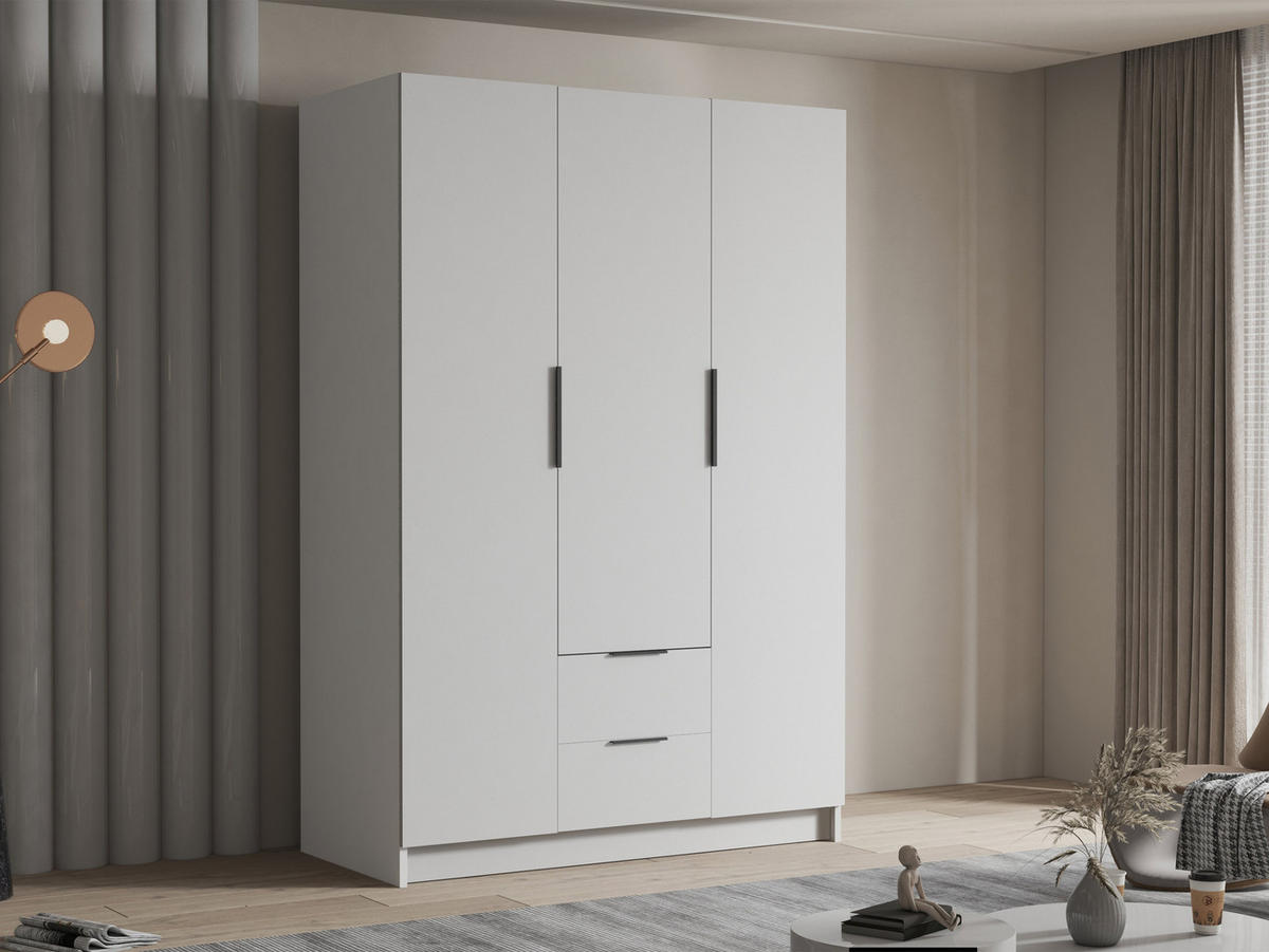 KLEIDERSCHRANK Calwi I - Schwarz/Weiß, Holzwerkstoff/Kunststoff (150/216/60cm) - MIRJAN24