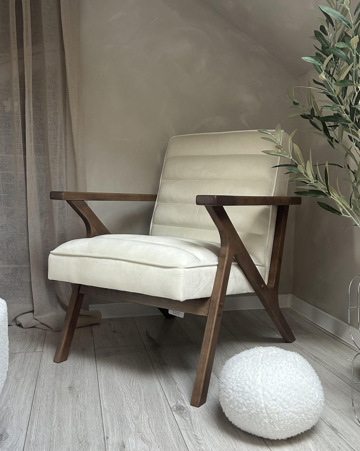 FOTOLIU alb crem Kisa - alb/maro închis, material textil (74/84/80cm) - Beliani