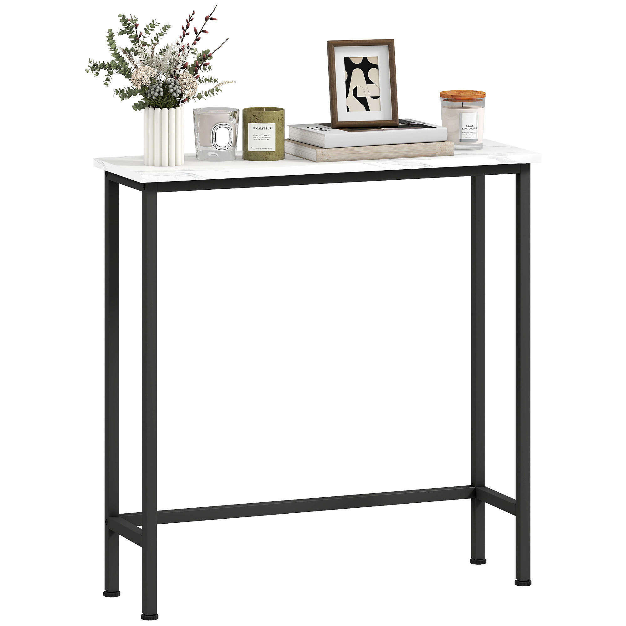 KONSOLENTISCH Flurtisch mit verstellbar Fußpads, Kippschutz 75 x 24 x 76 cm für Kleinen Raum Schwarz - Schwarz, Holzwerkstoff (75/76/24cm)