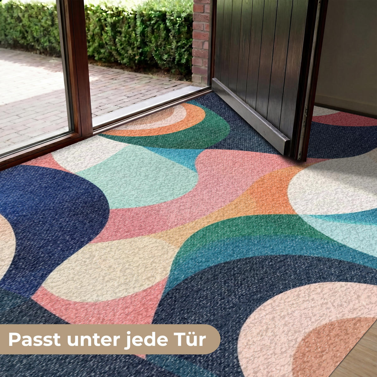 FUSSMATTE Abstrakt - Blau - Rosa Fußabtreter 180x120 cm - Multicolor, Kunststoff (180/120cm) - MuchoWow
