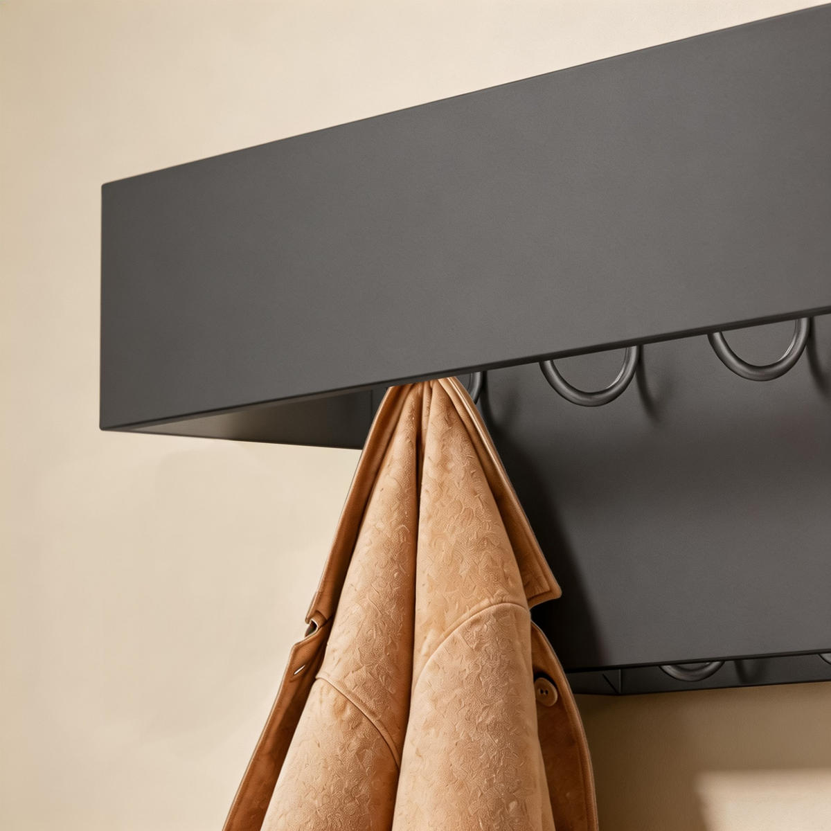 WANDGARDEROBE mit Ablage 60 cm Metall 96741 Garderobenleiste Hängegarderobe - Schwarz, Metall (60/18/24cm) - DanDiBo