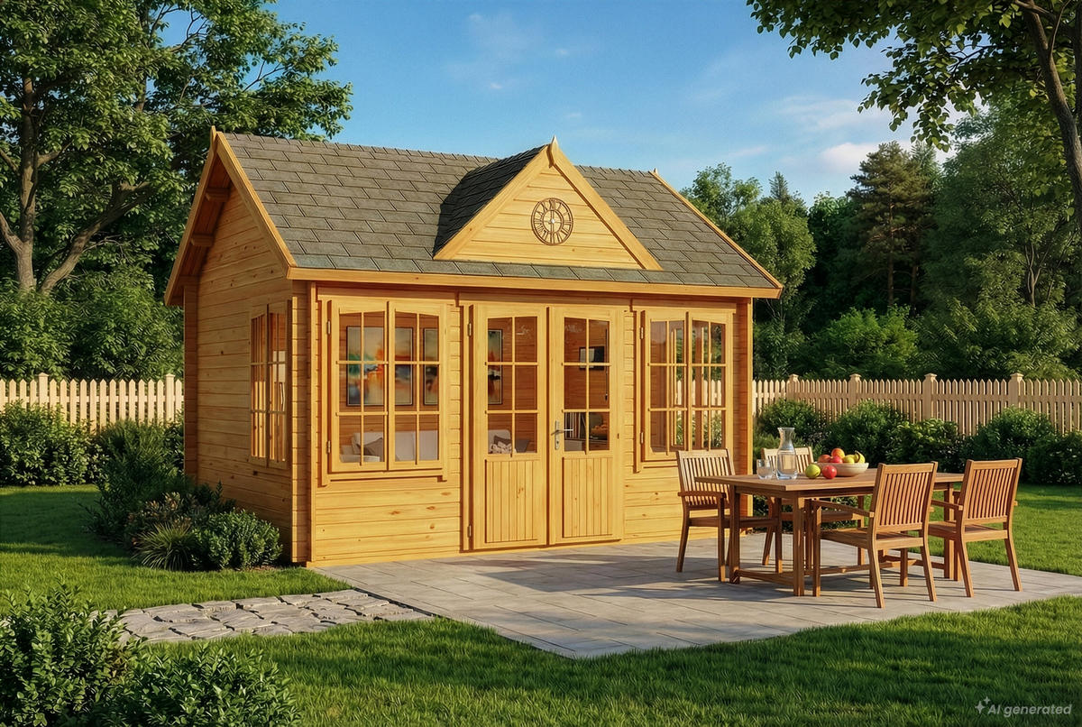 GARTENHAUS Holz Clockhouse - Pinienfarben, Holz (440/336/340cm) - Alpholz