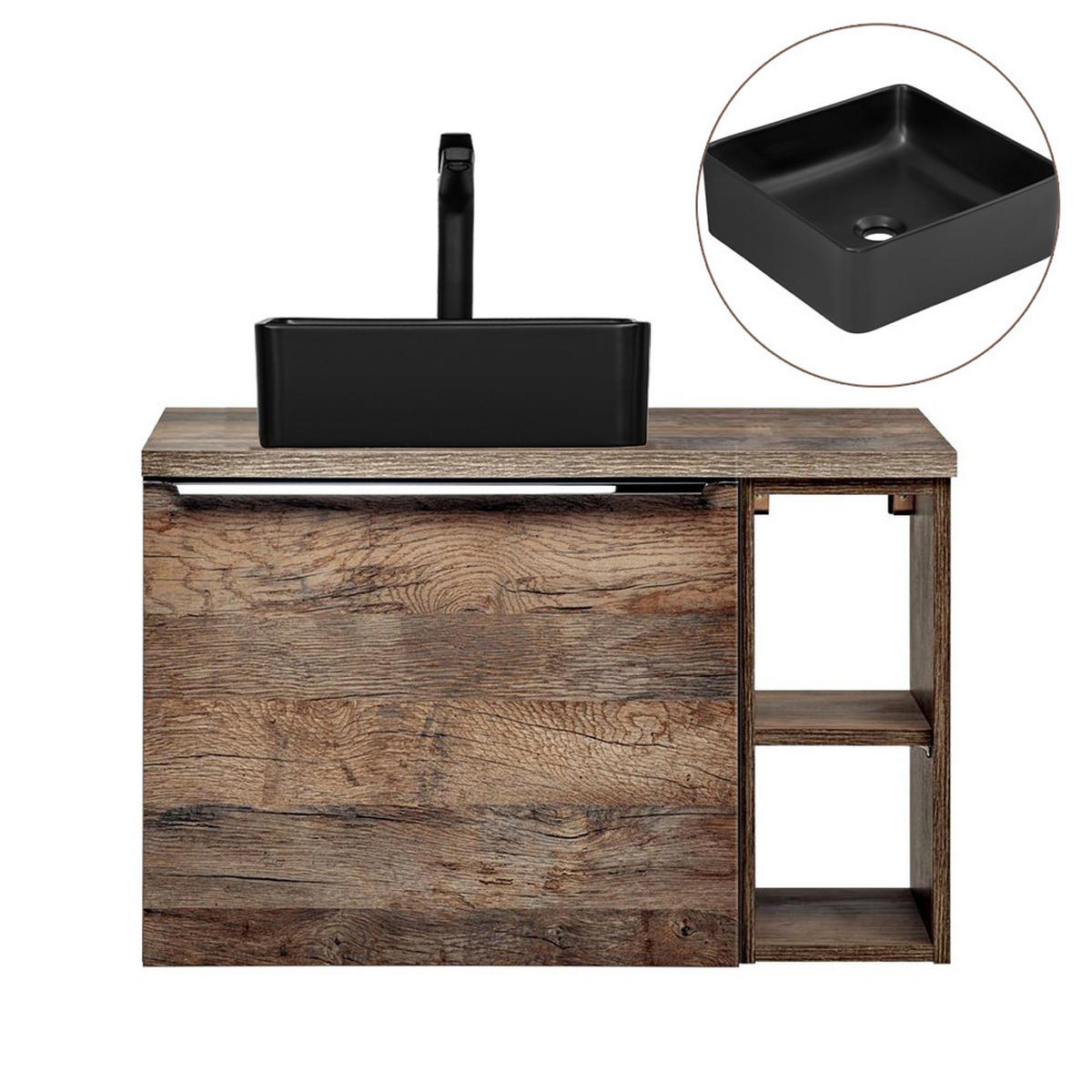 BADMÖBEL-SET 9-TLG. Puebla-56 - Braun, Holzwerkstoff (140/200/46cm) - Lomado