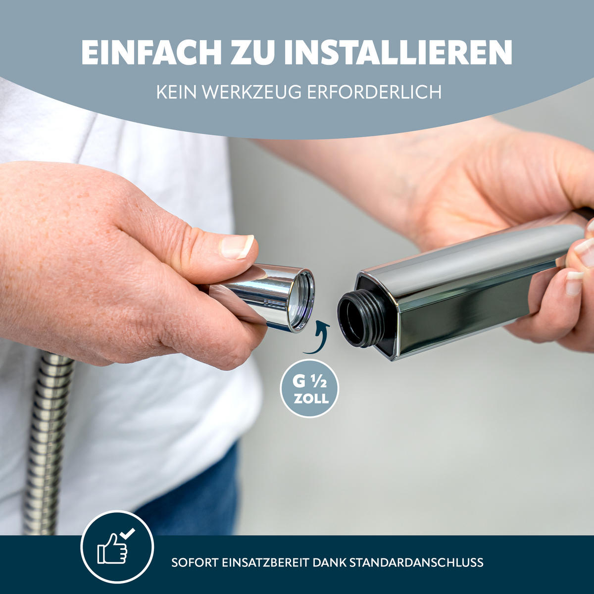 HANDBRAUSE, inkl. Schlauch, Strahlscheibe schwarz - Schwarz, Kunststoff (3cm) - eluno