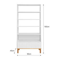 KNIHOVNA Bílá a dřevo - bílá, kompozitní dřevo (90/183/40cm) - Petits-meubles