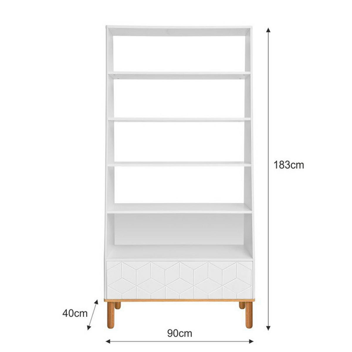 KNIHOVNA Bílá a dřevo - bílá, kompozitní dřevo (90/183/40cm) - Petits-meubles