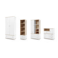 BABYZIMMER-SET OKTAVIA 4-teilig in Weiß Matt / Eiche - Eichefarben/Weiß, Holzwerkstoff (305/195/50cm) - Deine Möbel 24