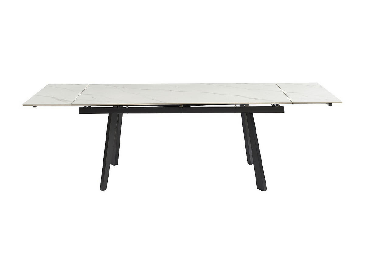ESSTISCH ausziehbar - 6 bis 10 Personen - Keramik & Metall - Marmor-Optik Weiß & Schwarz - MARVENA - Schwarz, Keramik (90/260/76cm) - Vente-Unique
