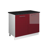 SPÜLENUNTERSCHRANK Fame-Line, Bordeaux Hochglanz/Weiß, 100 cm, AP Anthrazit - Bordeaux/Weiß, Holzwerkstoff (100/82/60cm) - Vicco