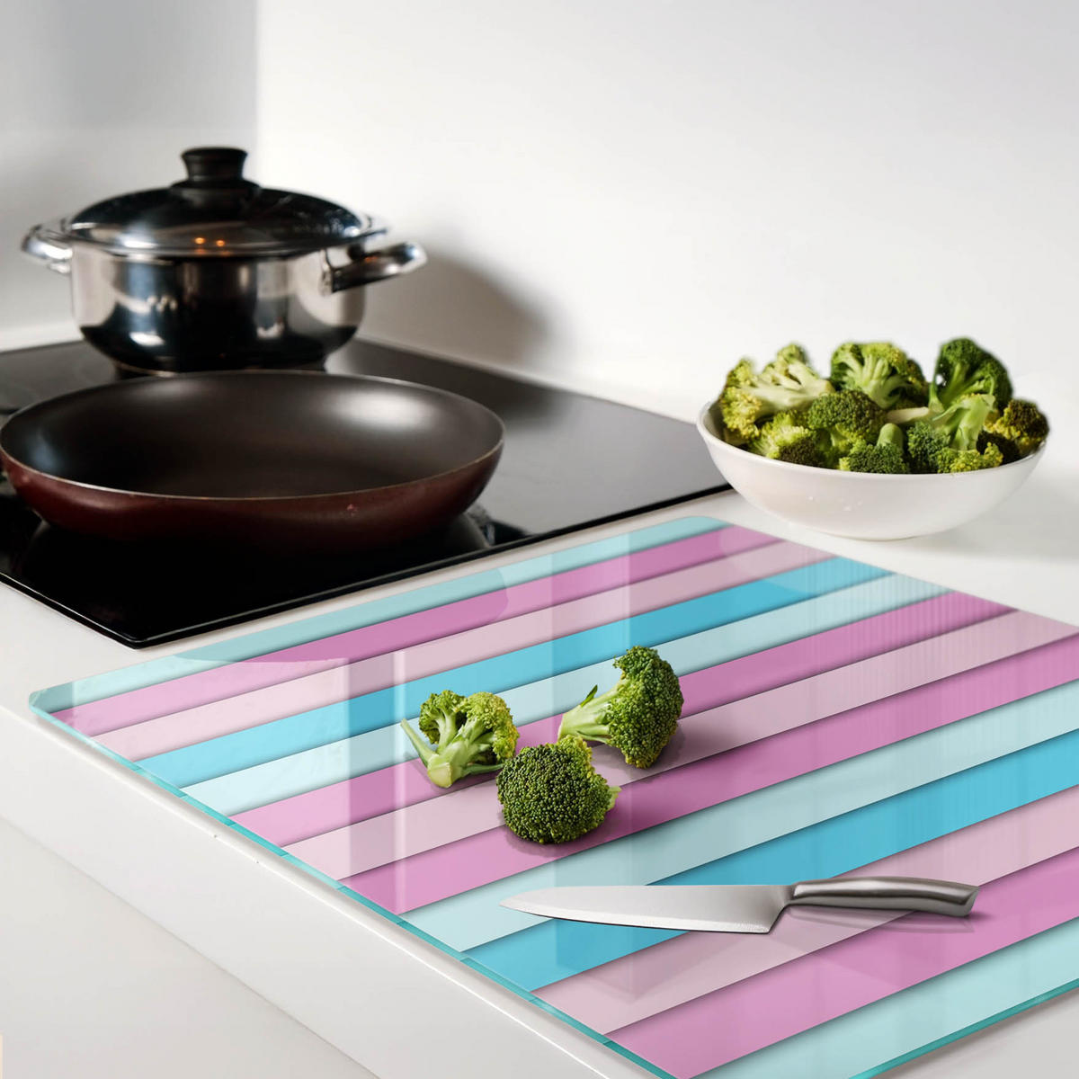 GLASPLATTE 60x52 cm Farbige Streifen - Multicolor, Glas (60/0.4/52cm) - TULUP