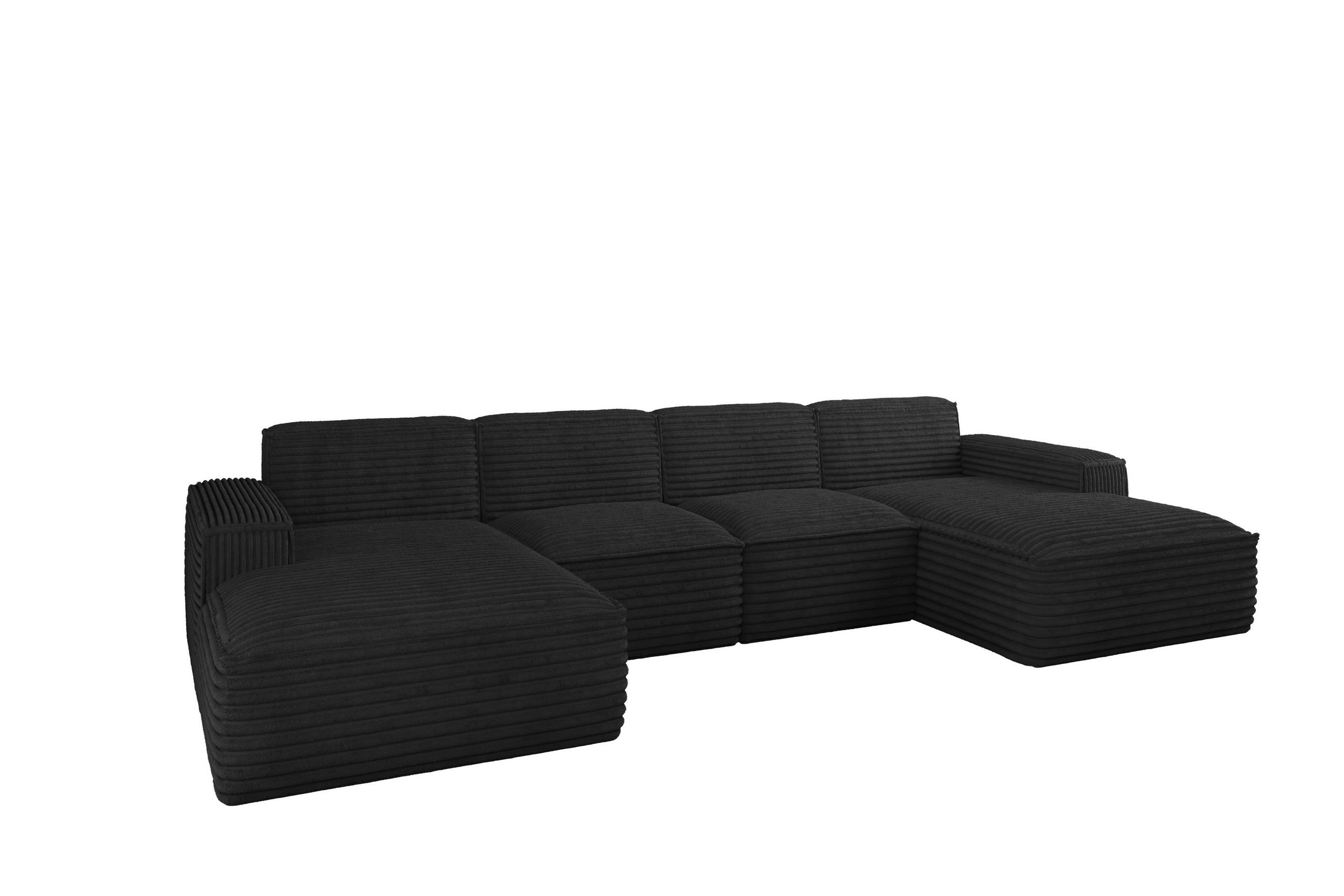 ECKSOFA Siena U ein Stil, der zum Entspannen einlädt, Stoff Velo Schwarz - Schwarz, Holz/Textil (344/73/165cm) - Kaiser Möbel