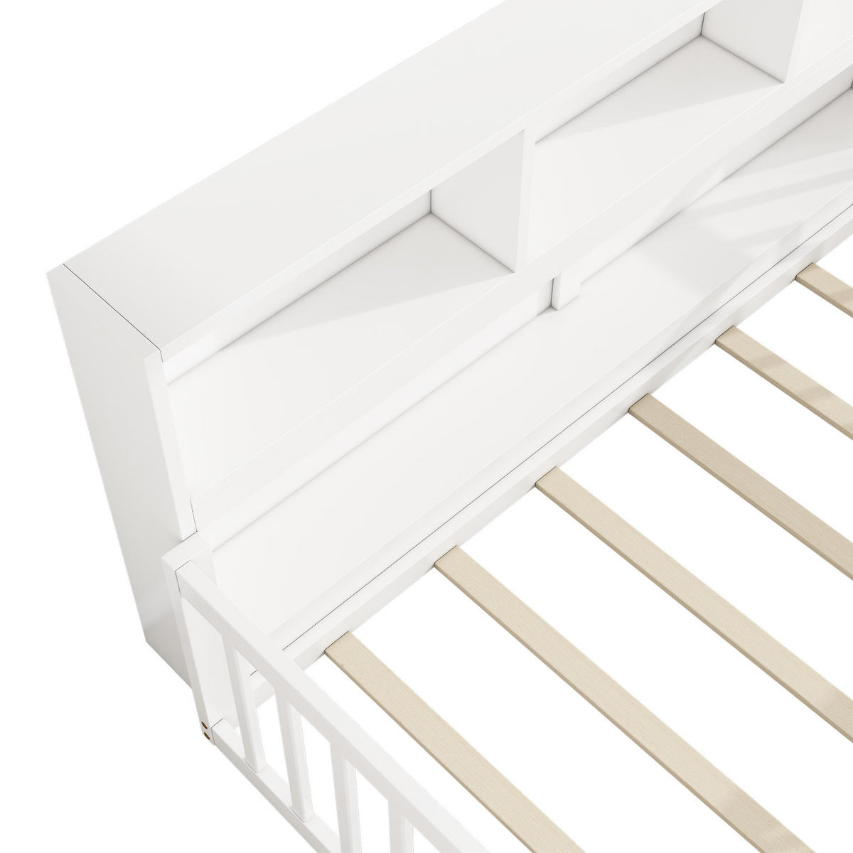 KINDEREINZELBETTEN aus Kiefernholz und MDF 90x200 cm in Weiß mit Stauraum & Lattenrost - Weiß, Holz (90/200cm) - Modfu
