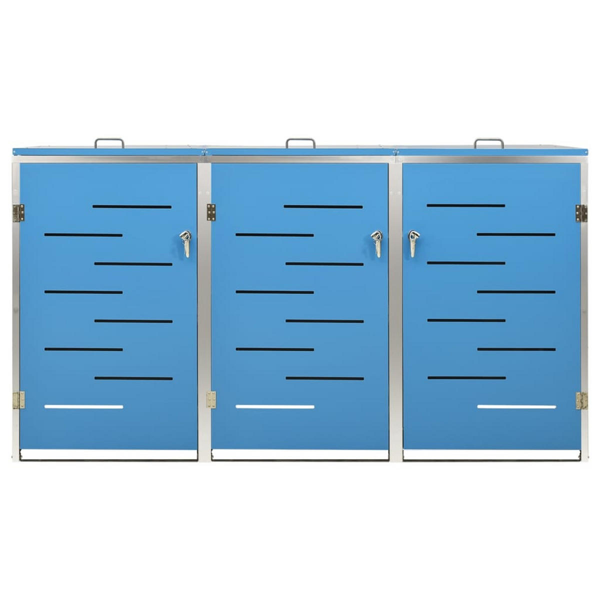 3ER Mülltonnenbox JAGU Edelstahl | Blau | 115x207x77,5cm | Für 3 Tonnen 240L - Blau, Metall (207/115/77.5cm) - DELUKE