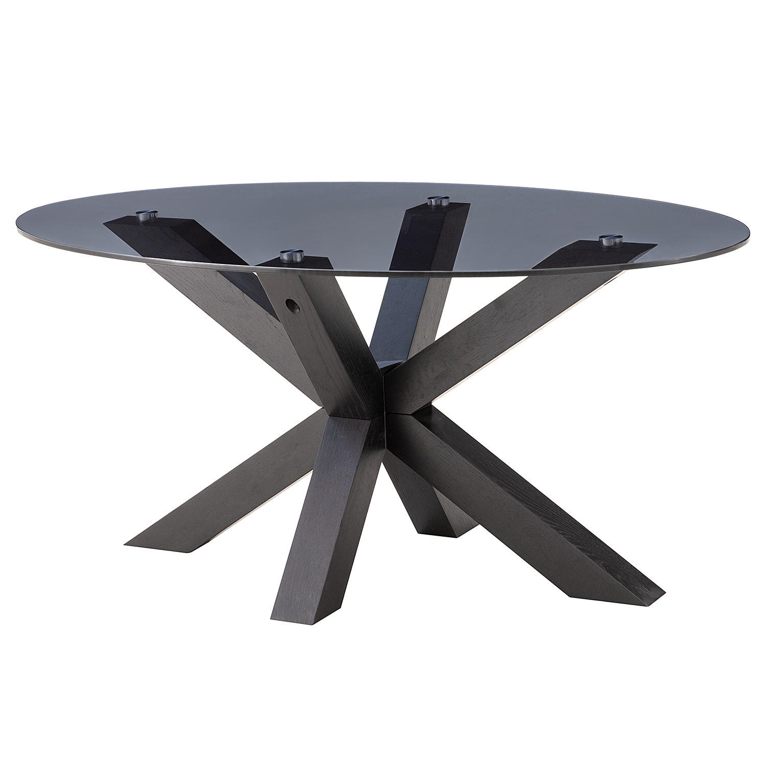 COUCHTISCH - Oval - Glas / Eiche massiv - Eichefarben/Schwarz, Glas/Holz (60/100/45cm) - home24