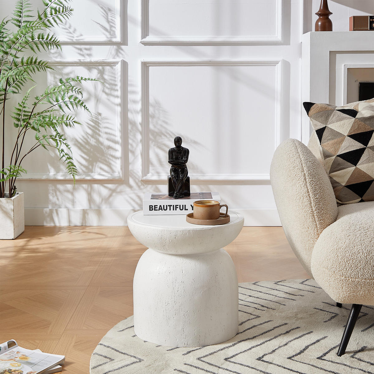 BEISTELLTISCH Rund Weiß 45 x 45 x 52 cm - Weiß, Metall (40/40/40.5cm) - Nordlys