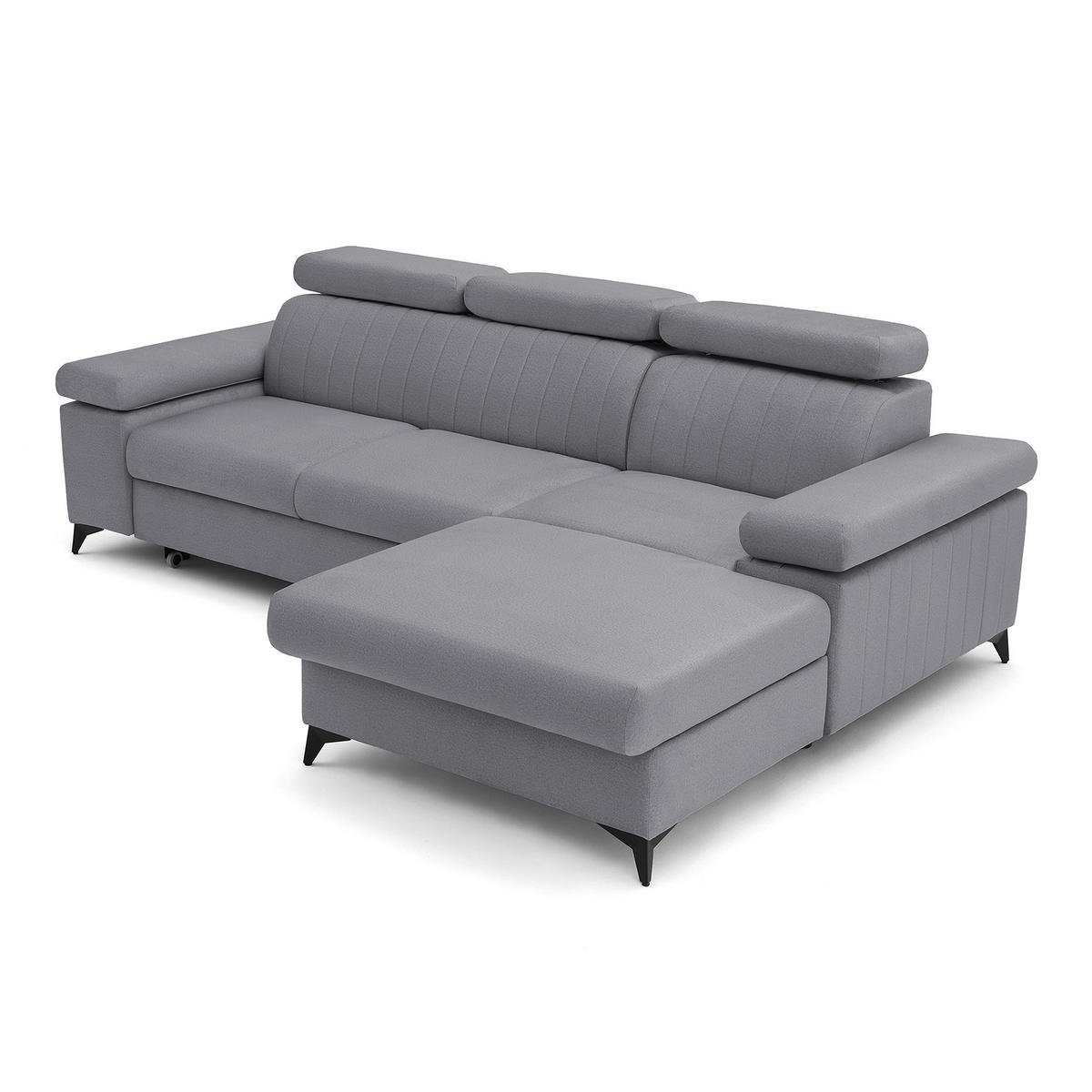 ECKSOFA FELIX L Rechts mit Schlaffunktion Velours Dunkelgrau - Dunkelgrau/Schwarz, Holz/Textil (176/257cm) - Muffo