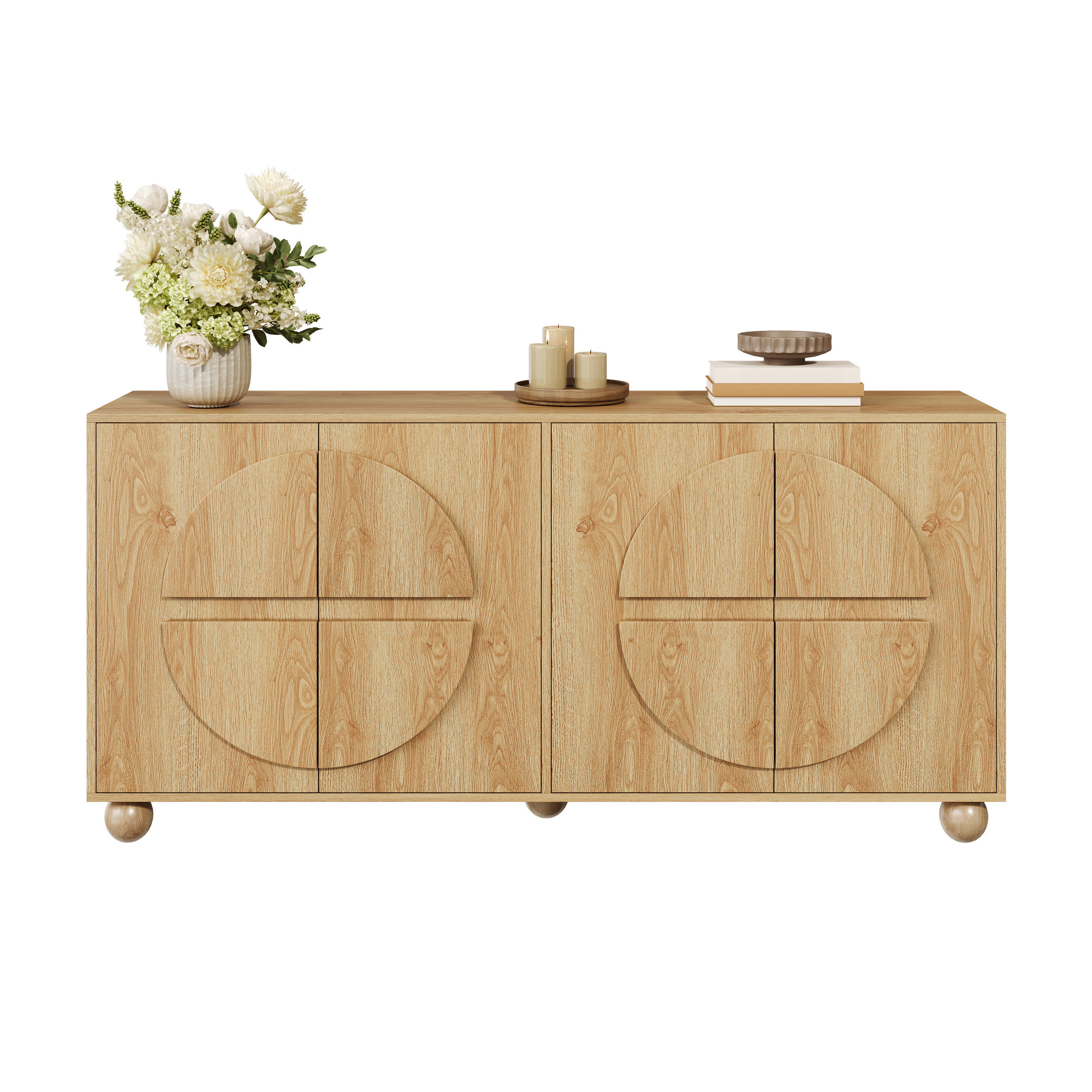 SIDEBOARD mit 4 Türen und verstellbaren Böden - Naturfarben, Holzwerkstoff (160/76/38cm) - FLIEKS