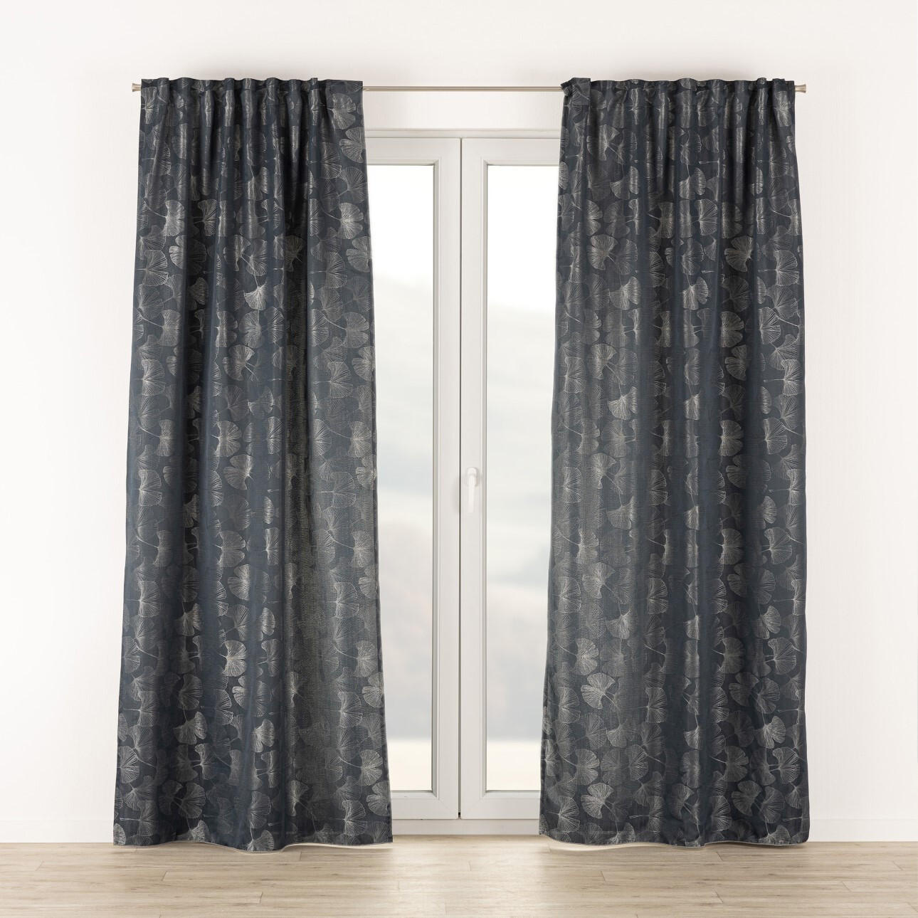 FERTIGVORHANG mit Faltenband 140x280cm - Schieferfarben, Textil (140/280cm) - Dekoria