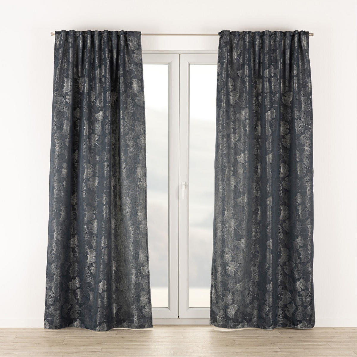 FERTIGVORHANG mit Faltenband 140x280cm - Schieferfarben, Textil (140/280cm) - Dekoria