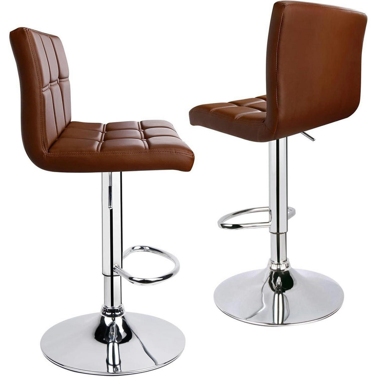 BARHOCKER 2er-Set Kunstleder höhenverstellbar 62-83cm drehbar Kaffee - Braun, Kunststoff (40/112/37cm)