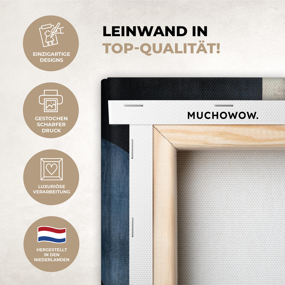 LEINWANDBILD Abstrakt - Formen - Dunkelblau 30x40 cm - Cognac, Textil (30/40cm) - MuchoWow