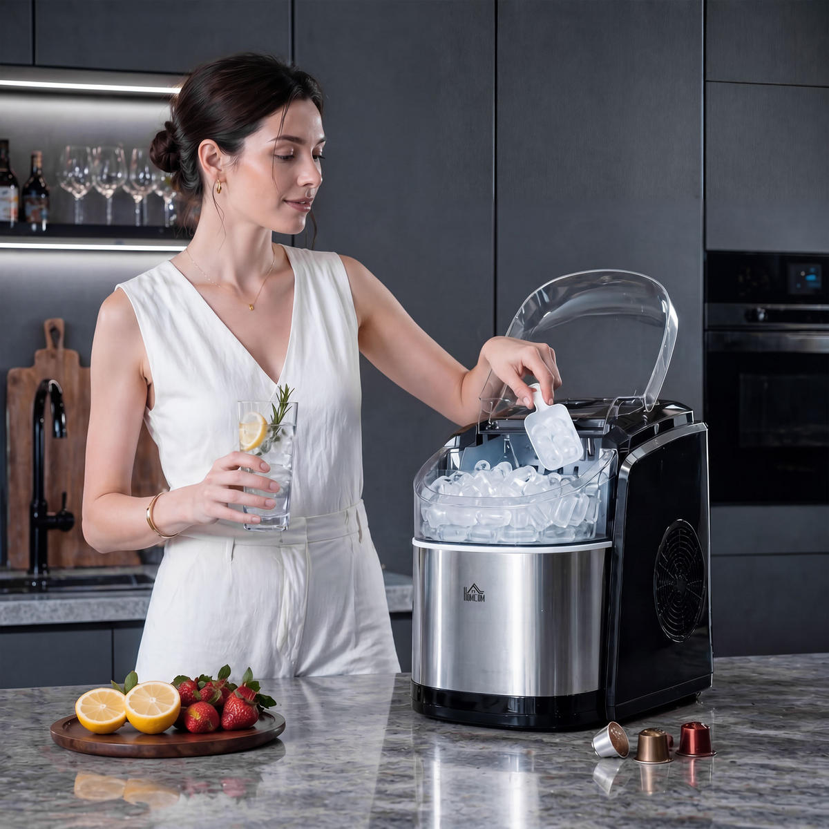 EISMASCHINE DE-17474 9 Würfel in 6-12 Min., 12 kg/24h - Schwarz, Kunststoff (35.3/33/24.2cm) - ComfortXL