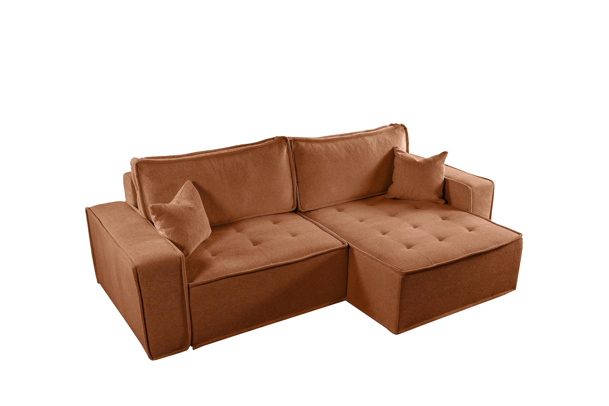 ECKSOFA Schlafsofa Flosi In Raven - Rotbraun, Holzwerkstoff/Textil (248/140cm) - Fun Möbel