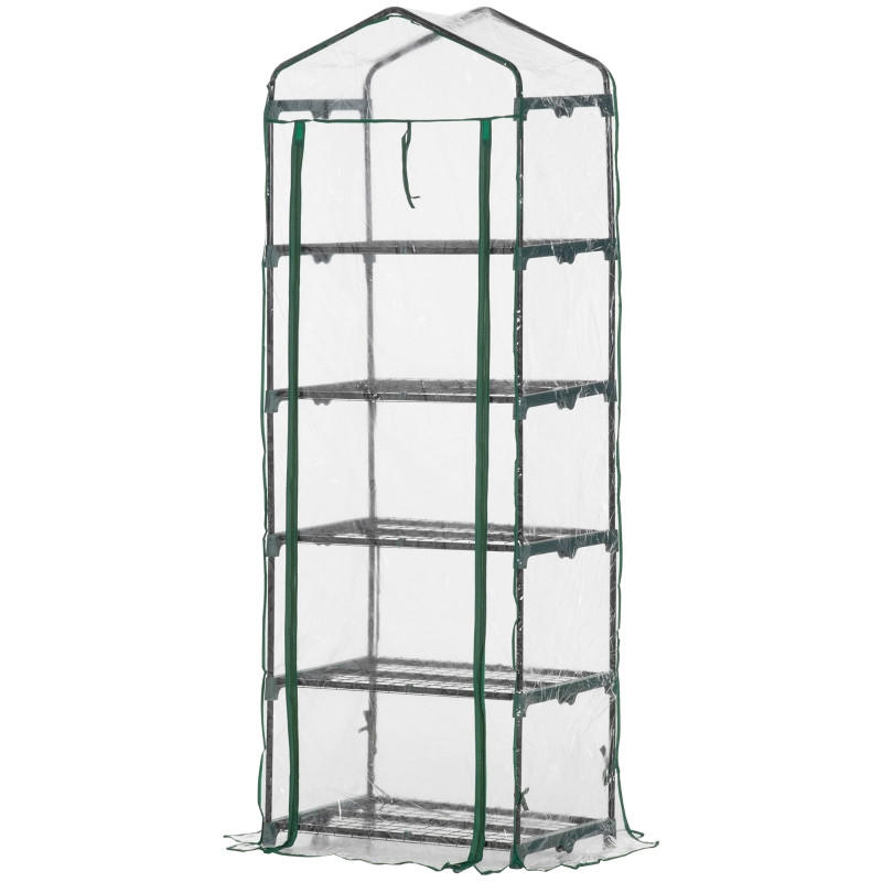 GEWÄCHSHAUS Mini 69x49x193 cm 5 Regale transparent grün - Transparent, Kunststoff (69/193/49cm) - Fortuna Lai