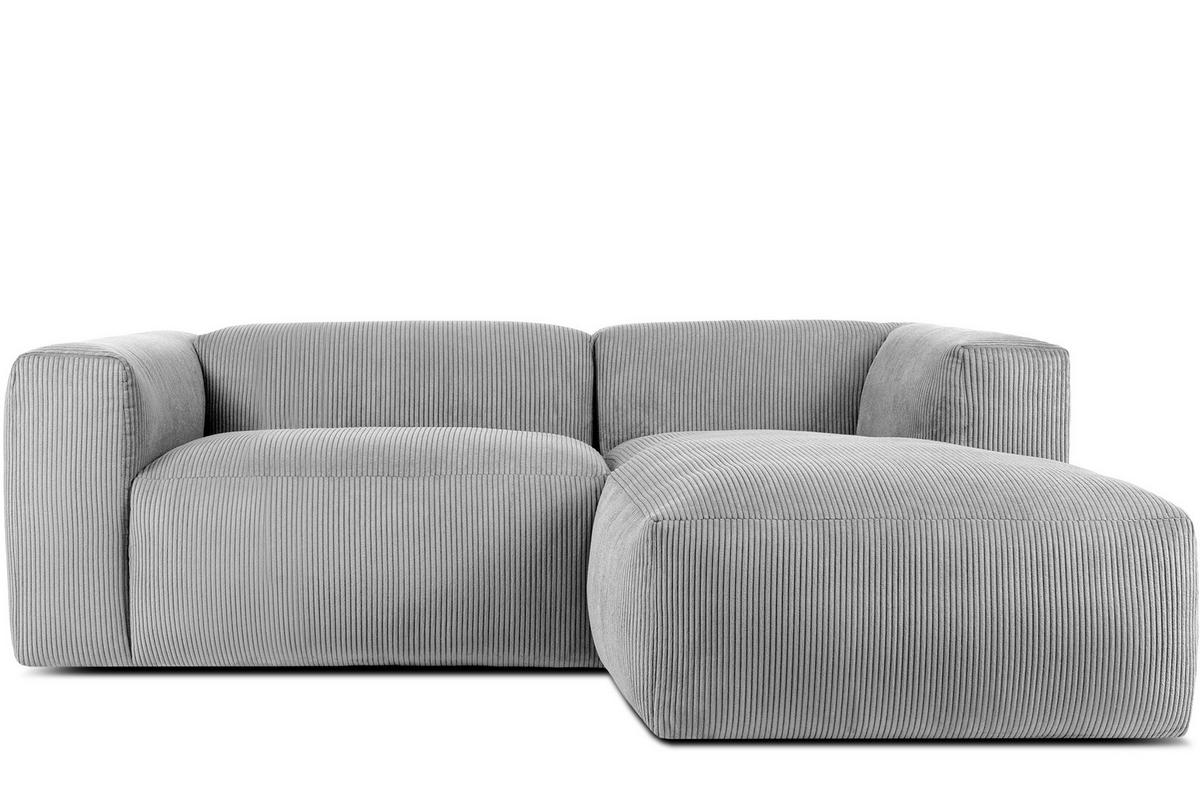 ECKMODULSOFA-RECHTS BUFFO 3/4 Sitzer mit extrem weicher Sitzfläche, Kordstoff, hellgrau - Hellgrau, Textil (237/180cm) - KONSIMO®