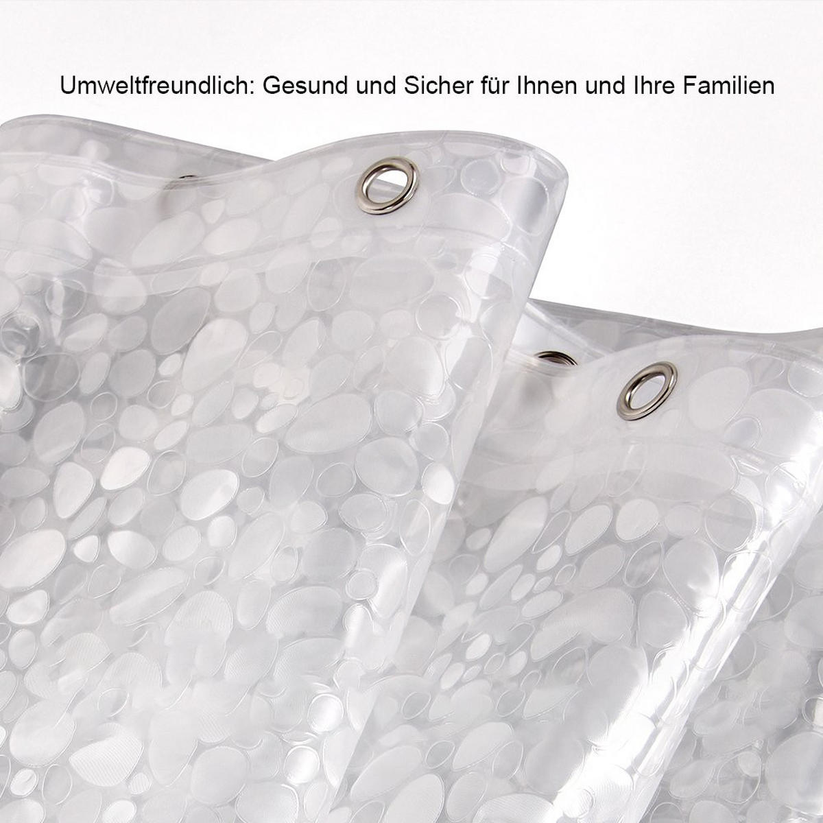 DUSCHVORHANG transluzent modern Stein weich Badezimmer schimmelresistent wasserdicht - Transparent, Kunststoff (180/200cm) - MCBOSON
