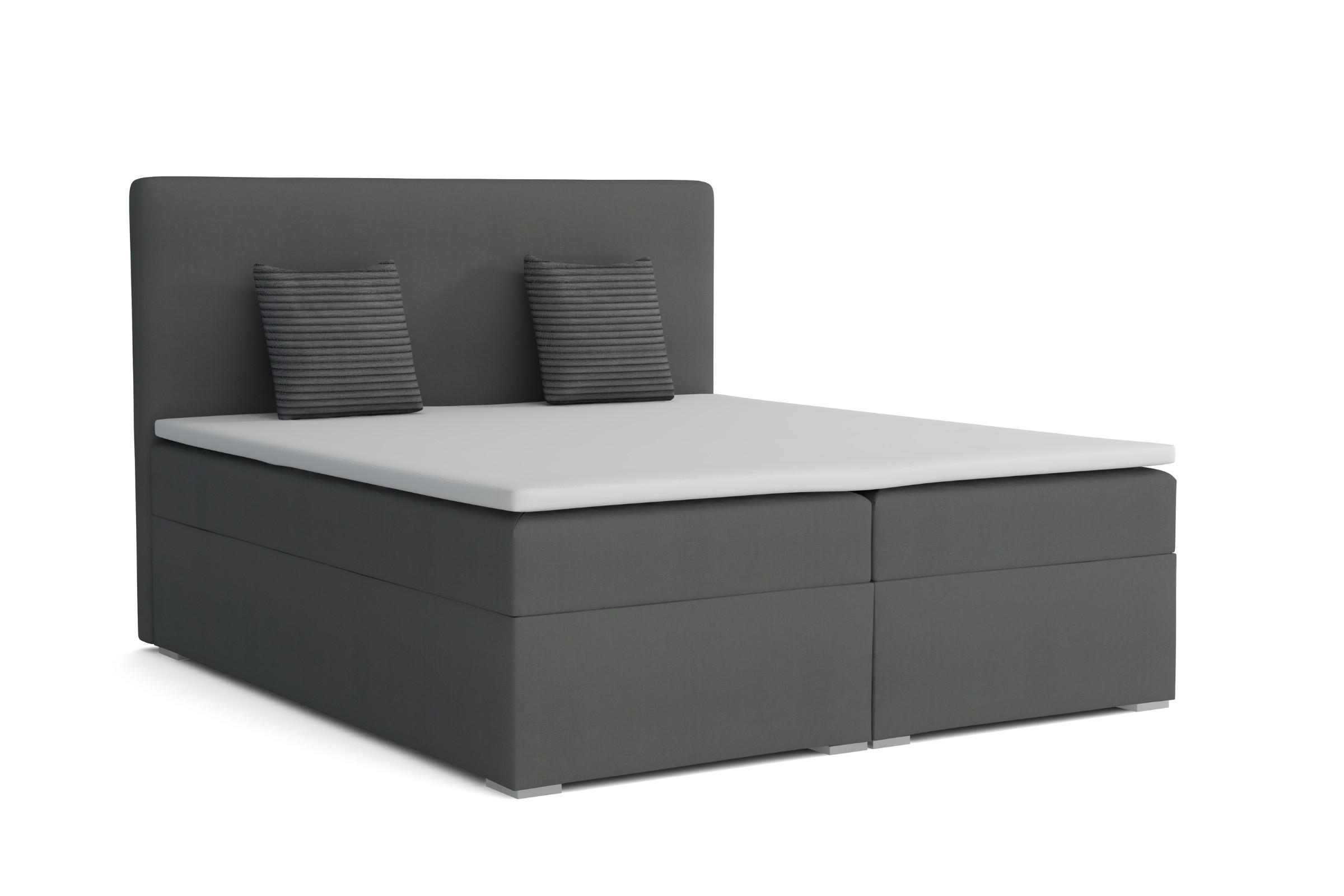 BOXBETT BASIC 160/200 Velours Dunkelgrau mit Bonell-Federkernmatratzen H3 - Dunkelgrau, Holz/Holzwerkstoff (160/200cm) - Deine Möbel 24