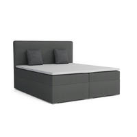 BOXBETT BASIC 180/200 Velours Dunkelgrau mit Bonell-Federkernmatratzen H3 - Dunkelgrau, Holz/Holzwerkstoff (180/200cm) - Deine Möbel 24