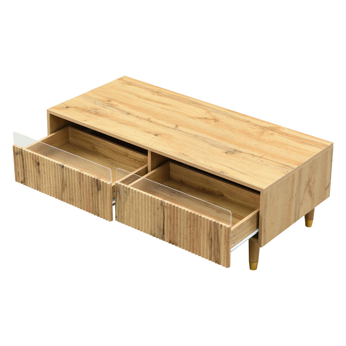 COUCHTISCH mit LED-Beleuchtung und Schubladen 110 x 50 x 40 cm - Eichefarben, Holzwerkstoff (110/50/40cm) - ComfortXL