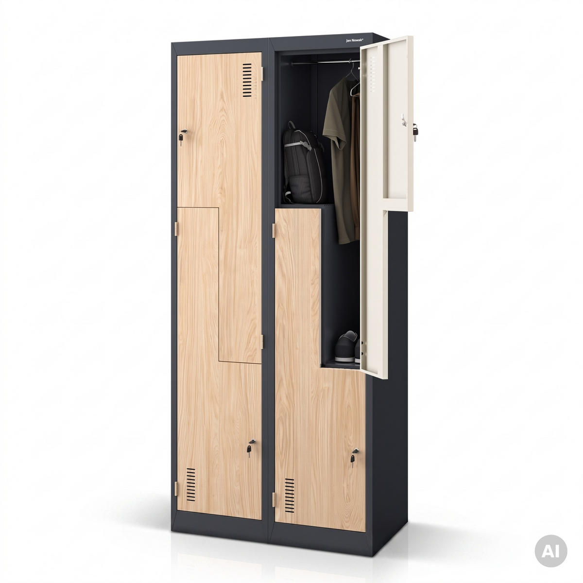 KLEIDERSCHRANK Typ L JULIA 185x80x45 cm - Anthrazit/Sonoma Eiche, Metall (80/185/45cm) - Jan Nowak
