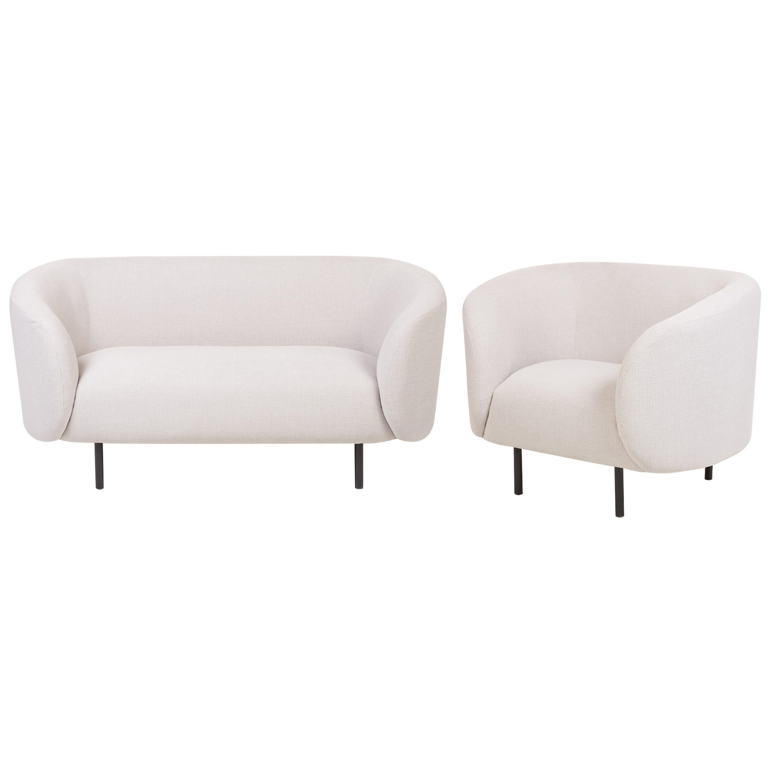 3-SITZER SOFA SET Polsterbezug beige/schwarz Loen - Beige/Schwarz, Textil (155/79/70cm) - Beliani