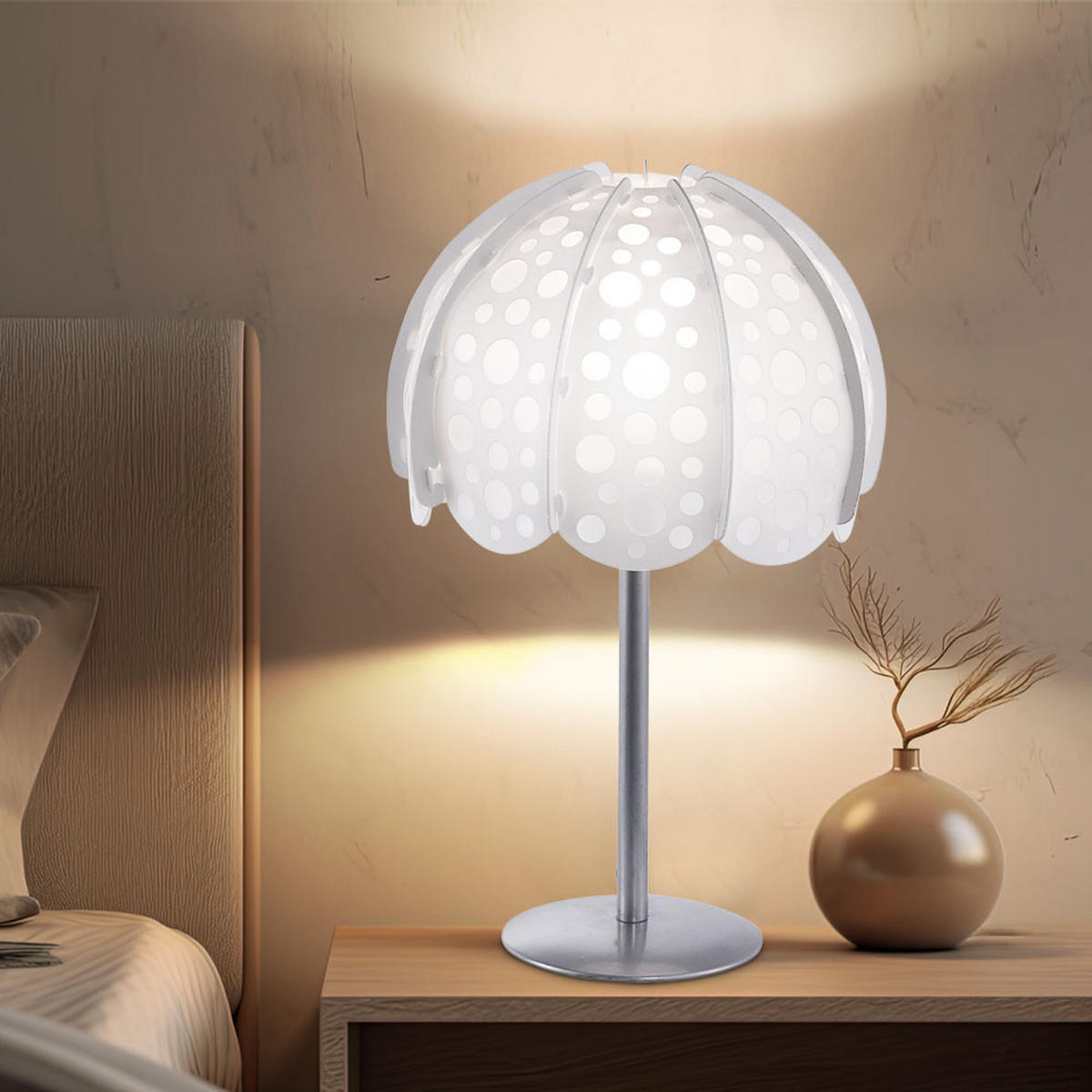 TISCHLEUCHTE Textil Weiß 2er Set - Weiß, Textil (20.5/20.5/36cm)