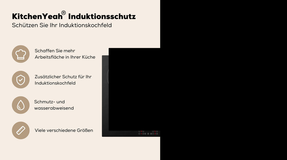 HERDABDECKPLATTE Schwarz - Einfarbig 75x52 cm - Schwarz, Kunststoff (75/0.2/52cm) - MuchoWow