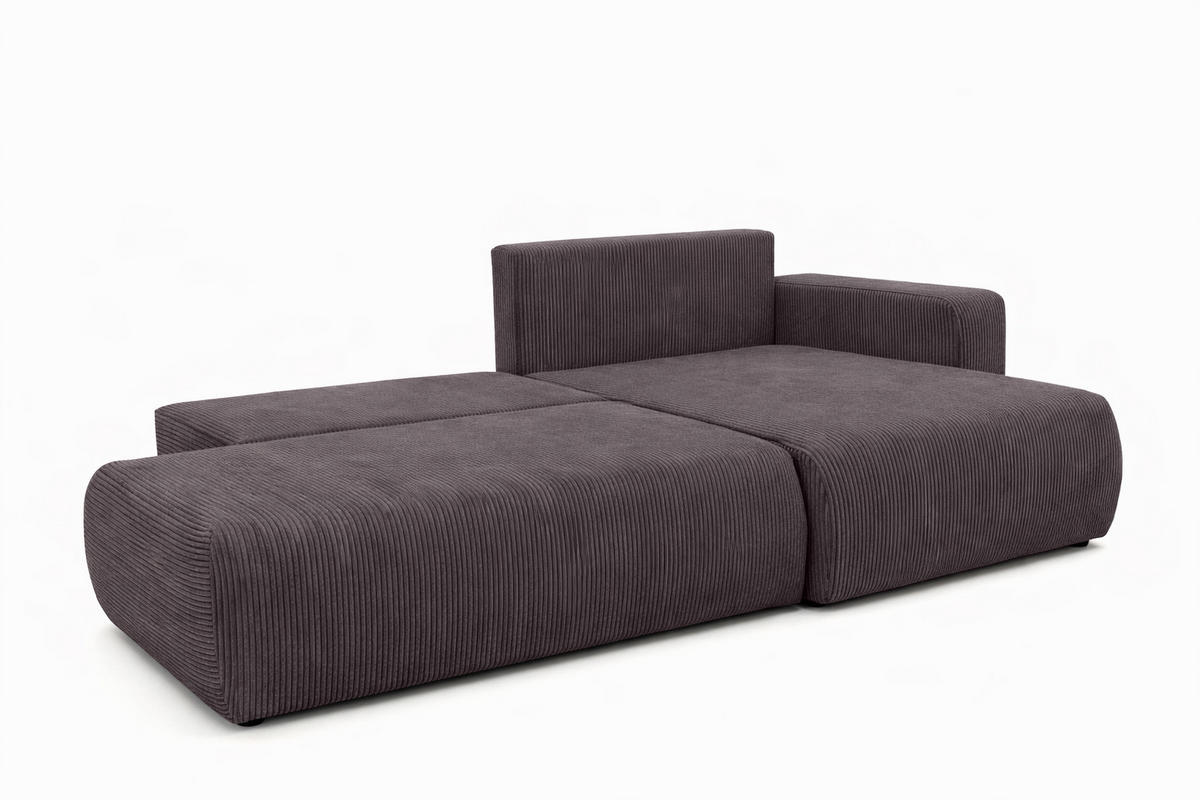 ECKSOFA Mit Schlaffunktion Und Bettkasten, Cordstoff Poso, Dunkelgrau, Rechts, OPEN XL - Dunkelgrau, Holz (262/145cm) - Kaiser Möbel