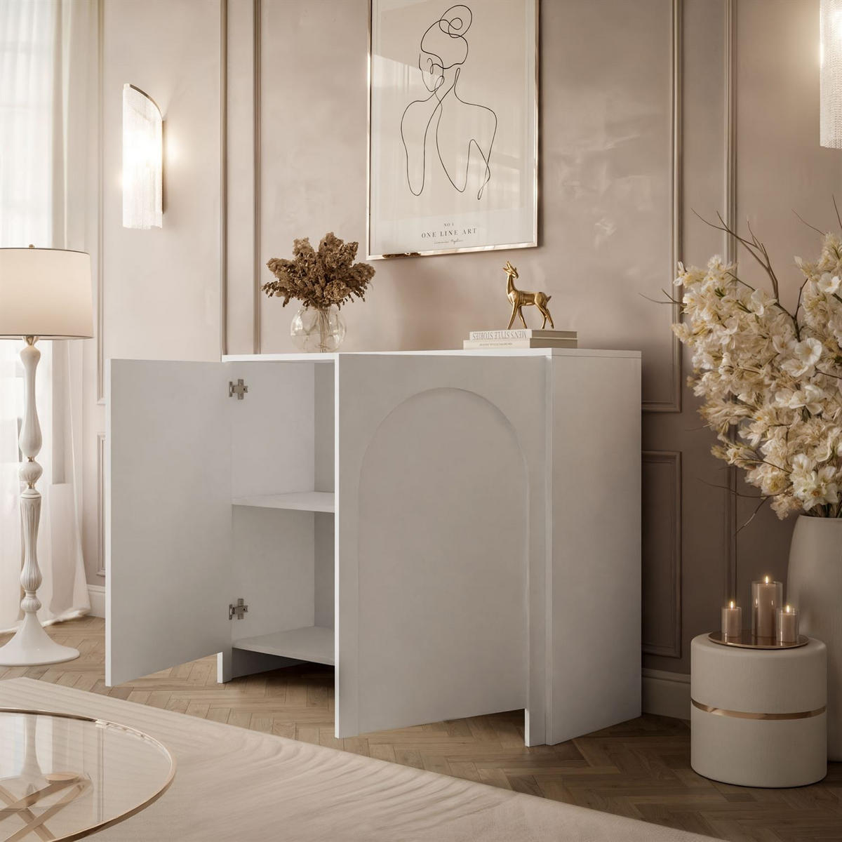 KOMMODE ARIADNA weiß zweitürig - Weiß, Holzwerkstoff (104/83/35cm)