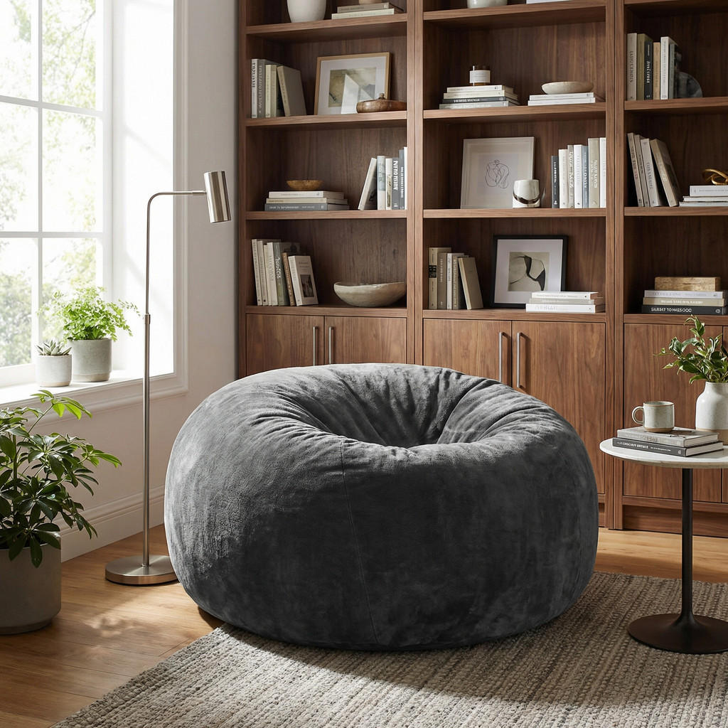Thumbnail - Urban Meuble Sitzsack, Dunkelgrau, Textil, 130x60x120 cm, Wohnzimmer, Hocker, Sitzsäcke, XXL Sitzsäcke