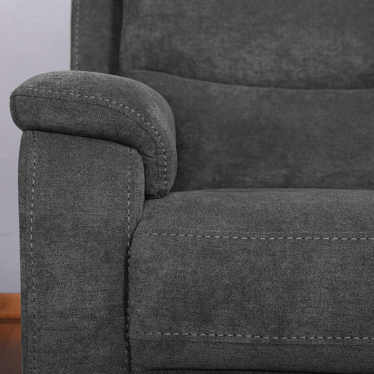 FERNSEHSESSEL - Grau - Microfaser - Eisen - 92 x 102 x 93 cm - Dunkelgrau/Schwarz, Kunststoff/Textil (92/102/93cm) - home24